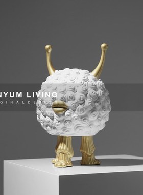 艺术抽象a卡通小羊摆件现代简约样板间客厅装饰家居创意软装搭配