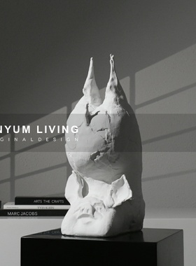 简约现代轻奢黑色金属几何创意软装饰品家居样板房X间玄关柜摆件