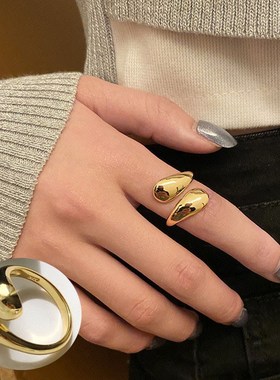 【知偶】重工面包几何戒指女复y古时尚个性S925银开口指环嘻哈网