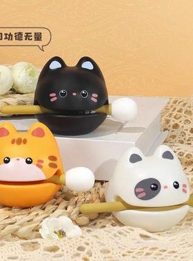 小猫木鱼解压上班情绪稳定神器工位办公桌装饰摆饰同事礼物离职女