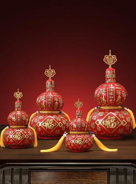 黄铜百福葫芦摆件家居中式客厅玄关入户办公室装饰品乔迁新居礼物