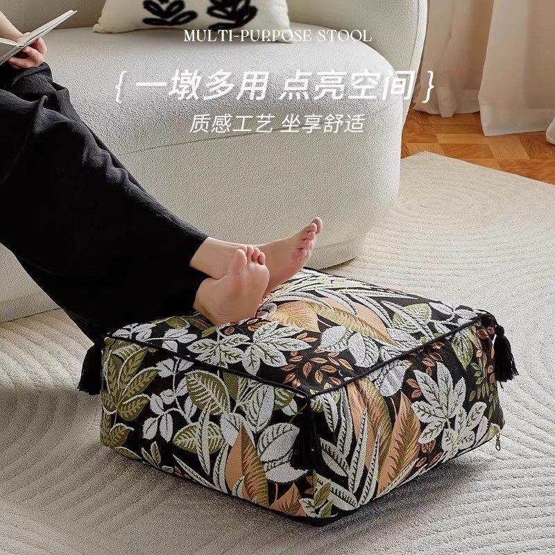 中古风复古客厅坐墩家用地上脚踏凳坐蒲团沙发布艺脚踏榻榻米坐垫,淘宝优惠券,粉丝福利购,淘宝优惠卷