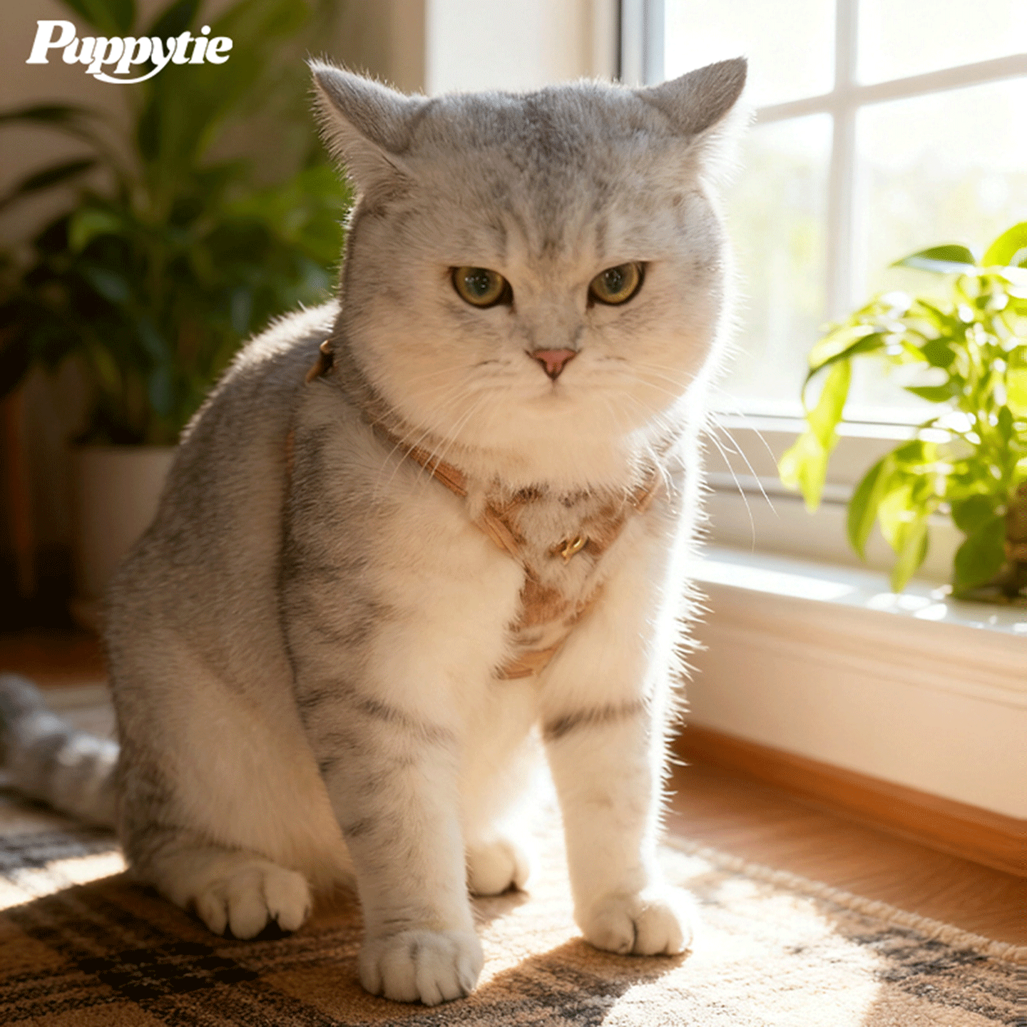 puppytie猫咪牵引绳背心式小猫外出防挣脱不勒脖德文遛猫绳胸背带 - 图0