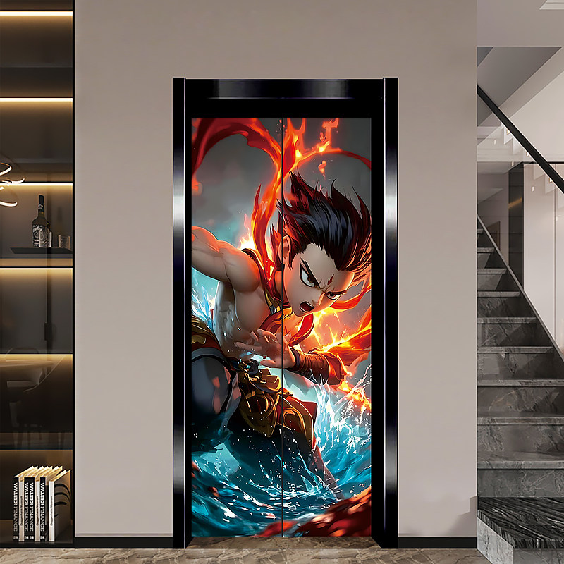 网红哪吒电梯贴纸一梯一户入户门口家用装饰高级感轿厢内卡通贴画,淘宝优惠券,粉丝福利购,淘宝优惠卷