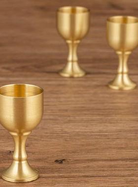 纯黄铜酒杯大中小套装铜工艺装饰品大量发货批黄铜高脚杯加厚新款