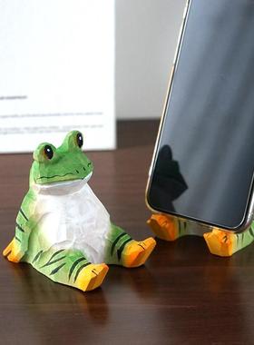 手机支架手工木雕长颈鹿创意可爱卡通办公室桌面实用摆件生日礼物