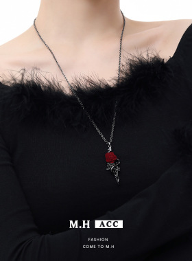 鱼头星星毛衣链节日礼物浪漫玫瑰花配饰女蛇缠绕花朵项饰吊坠项链