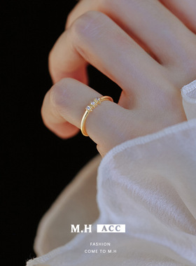 鱼头星星百搭开口可调节指环微镶感简约女生简约气质锆石尾戒正品