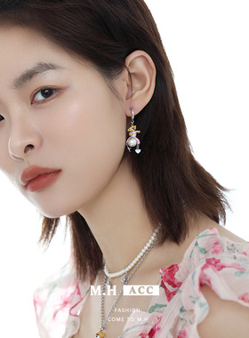 鱼头星星可爱网红气质感项链手链设计银针耳环女生珍珠小熊系列潮