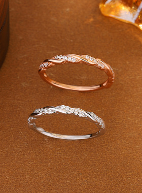 鱼头星星简约轻奢食指戒S925纯银编织麻花戒指女生爆款送女友礼物