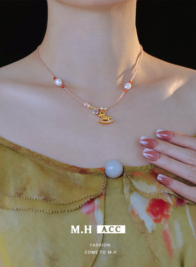 鱼头星星轻奢小马吊坠配饰珍珠毛衣链马上成功女生时尚饰品正品潮