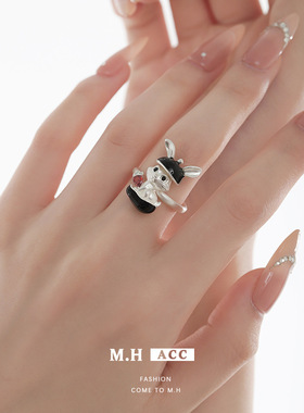 鱼头星星饰品正品甜酷风气质开口苹果兔子手饰食指戒戒指女生个性