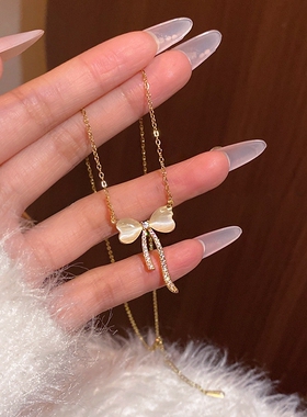 鱼头星星精致感金色蝴蝶结气质项链女生锁骨链甜美饰品礼物仙女潮