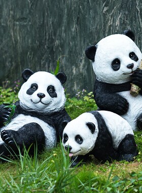 玻璃钢雕塑仿真动物大熊猫摆件户外园林景小区幼儿园室外花园装饰