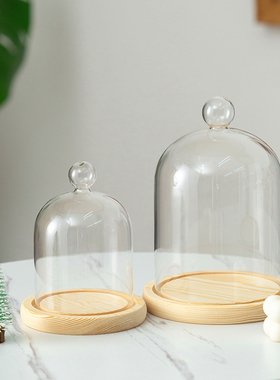 促销永生干花玻璃罩花房粘土手办古玩工艺品盲盒防尘罩香薰蜡烛罩