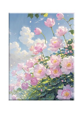 粉色蔷薇花卉装饰画野花风景唯美治愈小清新成品喷印卧室客厅挂画