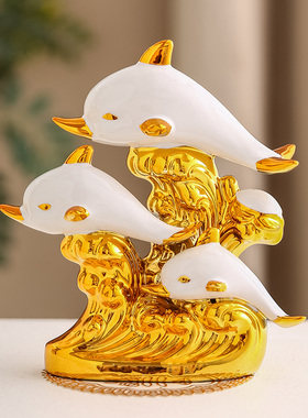 酒柜装饰品创意工艺品家居饰品桌面海豚小陶瓷家里客厅电视柜