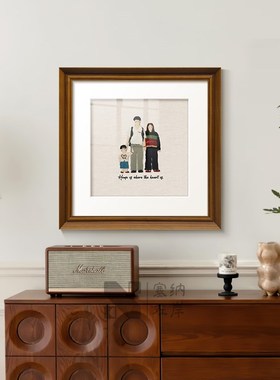 福满家影一家三口桌面装饰画温馨卧玄关斗柜卧室小摆画