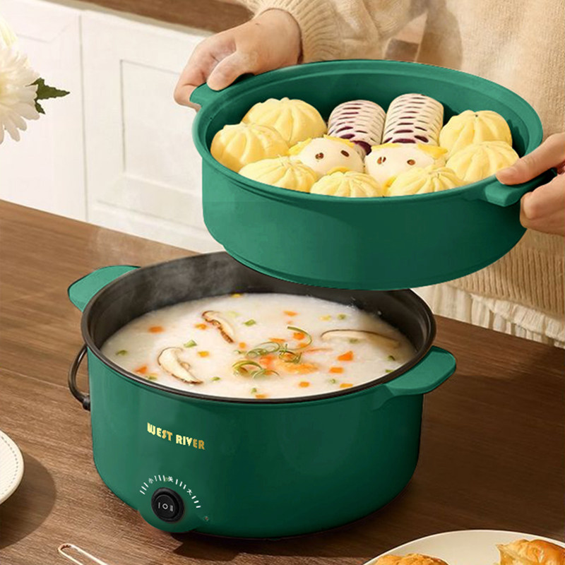 新款电煮锅多功能家用大容量电炒锅蒸煮一体学生宿舍不粘电热火锅 - 图1