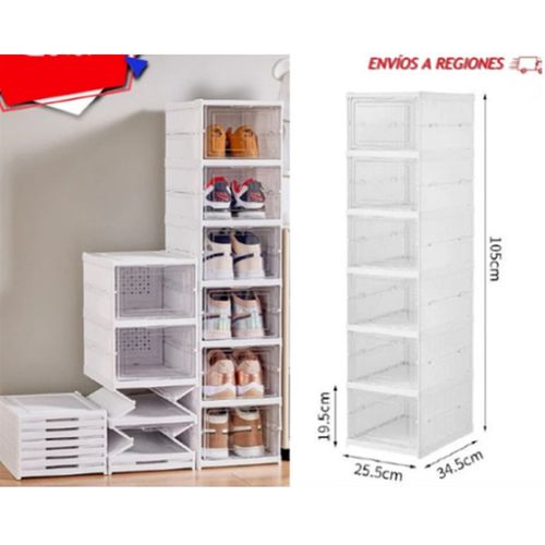 家用透明折叠塑料加厚鞋盒一体式免安装简易鞋柜收纳鞋架一拉就用 - 图1