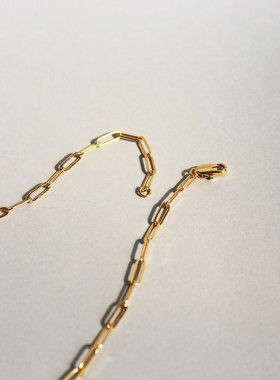 真空电镀18k金冷淡风简约裸链项链日常叠带锁骨链颈链手链套装