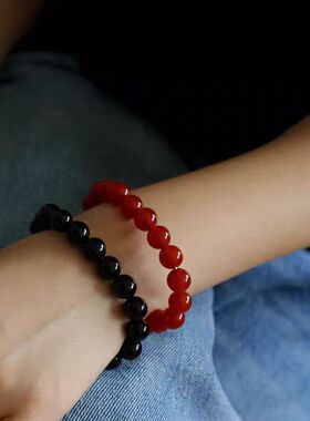 青岛出口跨境新款项链ins丹麦姐妹天然红玛瑙串珠时尚个性高级感