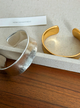 青岛出口新款光面凹槽开口宽面手镯欧美夸张时尚流行气质手镯