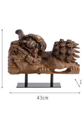 新中式麒麟狮子摆件样板房书房客厅酒柜软装饰品东方创意时尚摆设