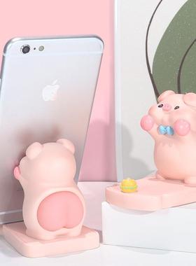 小猪桌面手机架可爱摆件办公室工位装饰治愈情绪稳定女生日礼物