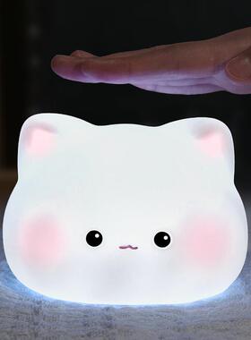 萌宠团子拍拍灯 鸭子小猫猪猪小兔款搪胶创意插电地摊 小夜灯