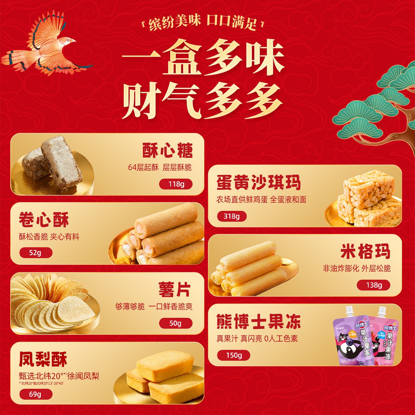 徐福记官方旗舰店正品1182g财神礼箱年货大礼包礼盒过年走亲戚