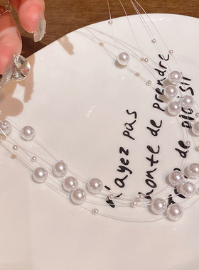 轻奢小众满天星多层叠戴珍珠项链