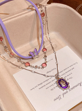 甜酷风小众设计感蝴蝶流苏项链