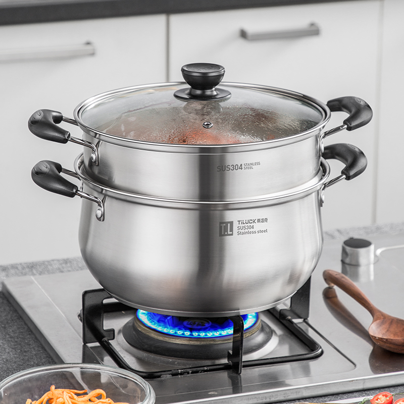 汤锅火锅专用蒸格家用加厚304不锈钢早餐蒸屉蒸笼蒸锅防烫把手 - 图2