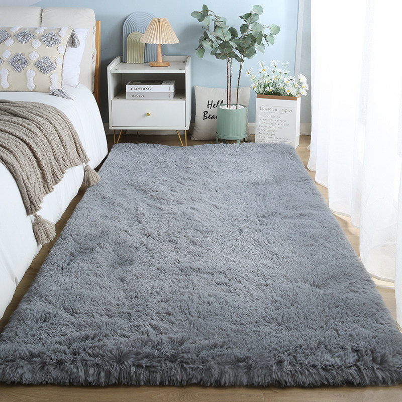灰色毛绒卧室地毯床边高级感房间床尾加厚地垫秋冬长绒飘窗毯耐脏,淘宝优惠券,粉丝福利购,淘宝优惠卷