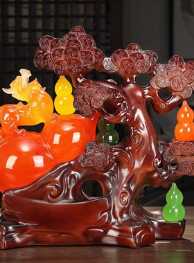 五福临门葫芦摆件仿玉工艺品家居客厅办公室新居乔迁店铺开业礼品