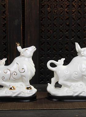 陶瓷十二生肖摆件红色鼠牛虎兔龙蛇马羊猴鸡狗猪家装饰品风水摆设