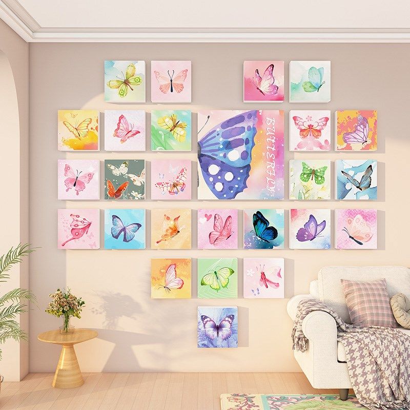 鲜店铺拍照区布置立体蝴蝶纸咖啡馆氛围装扮墙新场景画,淘宝优惠券,粉丝福利购,淘宝优惠卷