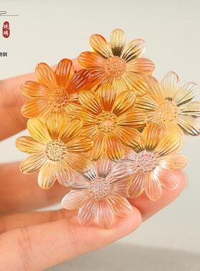 琉璃雏菊绣球花香插文房书房摆件彩色创意镇纸中式精致焚香笔搁