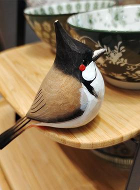 菠菜秘屿 木雕小鸟摆件手工治愈家居桌面装饰ins风工艺品生日礼物