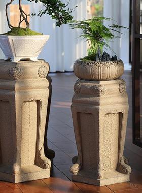 户外花园庭院摆件人造石墩凳子别墅阳台门口布置小花盆装饰品底座