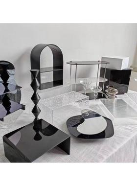 黑色透明亚克力甜品台架子摆台摆件茶歇甜品台架子置物架摆台摆件