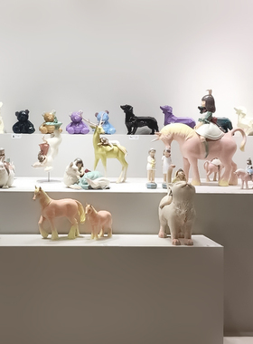 白夜童话月光兔 雕塑艺术摆件客厅中式软装家居饰品可爱生日礼物