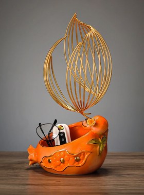 入户玄关钥匙遥控器收纳石榴摆件进门口鞋柜客厅饰品乔迁新居礼品