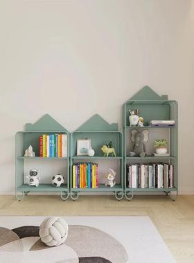 奶油风儿童书架置物架落地客厅绘本收纳创意书柜简易卧室飘窗摆件