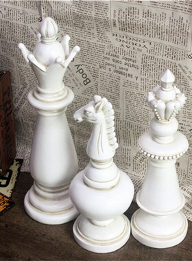 欧式复古黑白国际象棋家居摆件美式家居装饰品软装书房客厅摆设