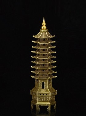 铜艺铺黄铜文昌塔工艺品家居书房办公室9层13层宝塔摆件学生礼品