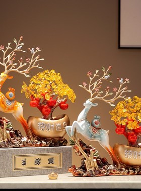 新中式招财进宝树摆件客厅玄关酒柜电视柜装饰工艺品乔迁开业礼品