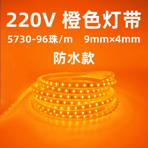 220V橙光柔性灯带5730防水LED灯条橙色橘黄色线灯户外工程照明 - 图0