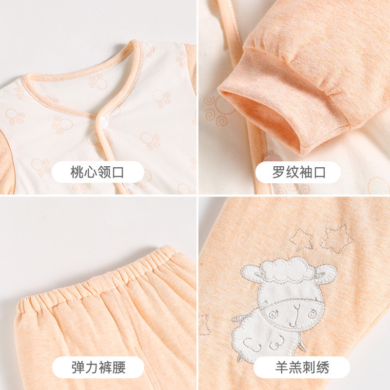 【夹棉保暖】新生儿棉衣分体内衣套装冬季婴儿宝宝男童秋冬装睡衣,淘宝优惠券,粉丝福利购,淘宝优惠卷